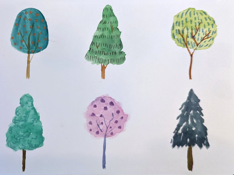Aquarell Bäume malen – 3 Anleitungen