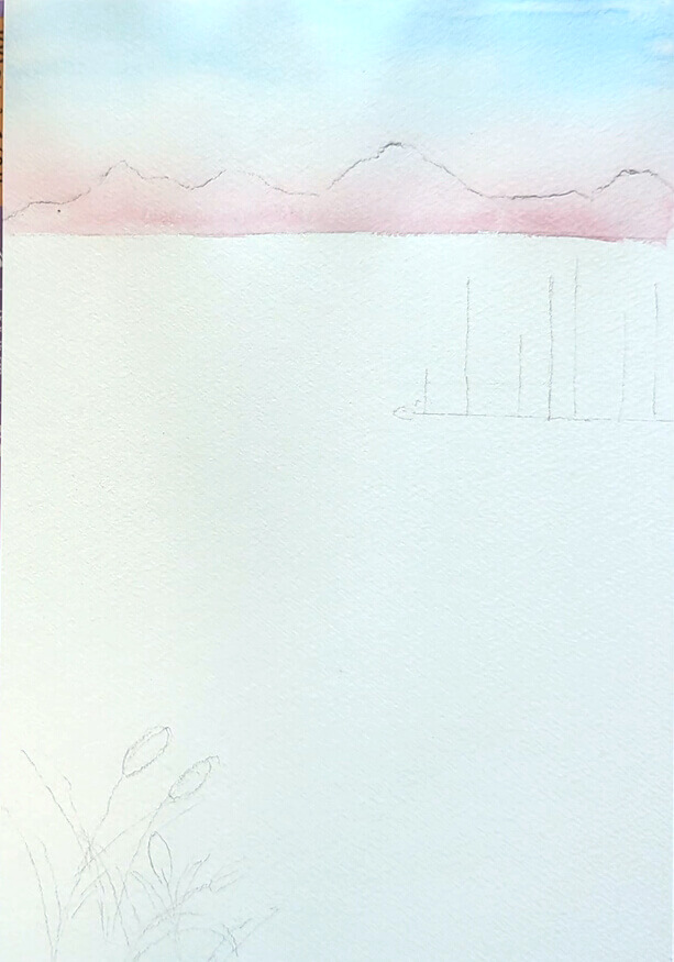 Zuerst wird der Himmel gemalt