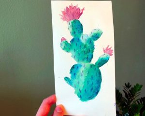 Aquarellbild Anfaenger Kaktus